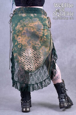 Tie dye Mandala SKIRT Pixie Lace Hippy Steampunk Bohemian Psytrance Festival