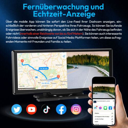 4K HD 10.26'' Dashcam Autoradio Apple Carplay Android Auto NAVI FM Bluetooth AUX - Bild 5 von 19