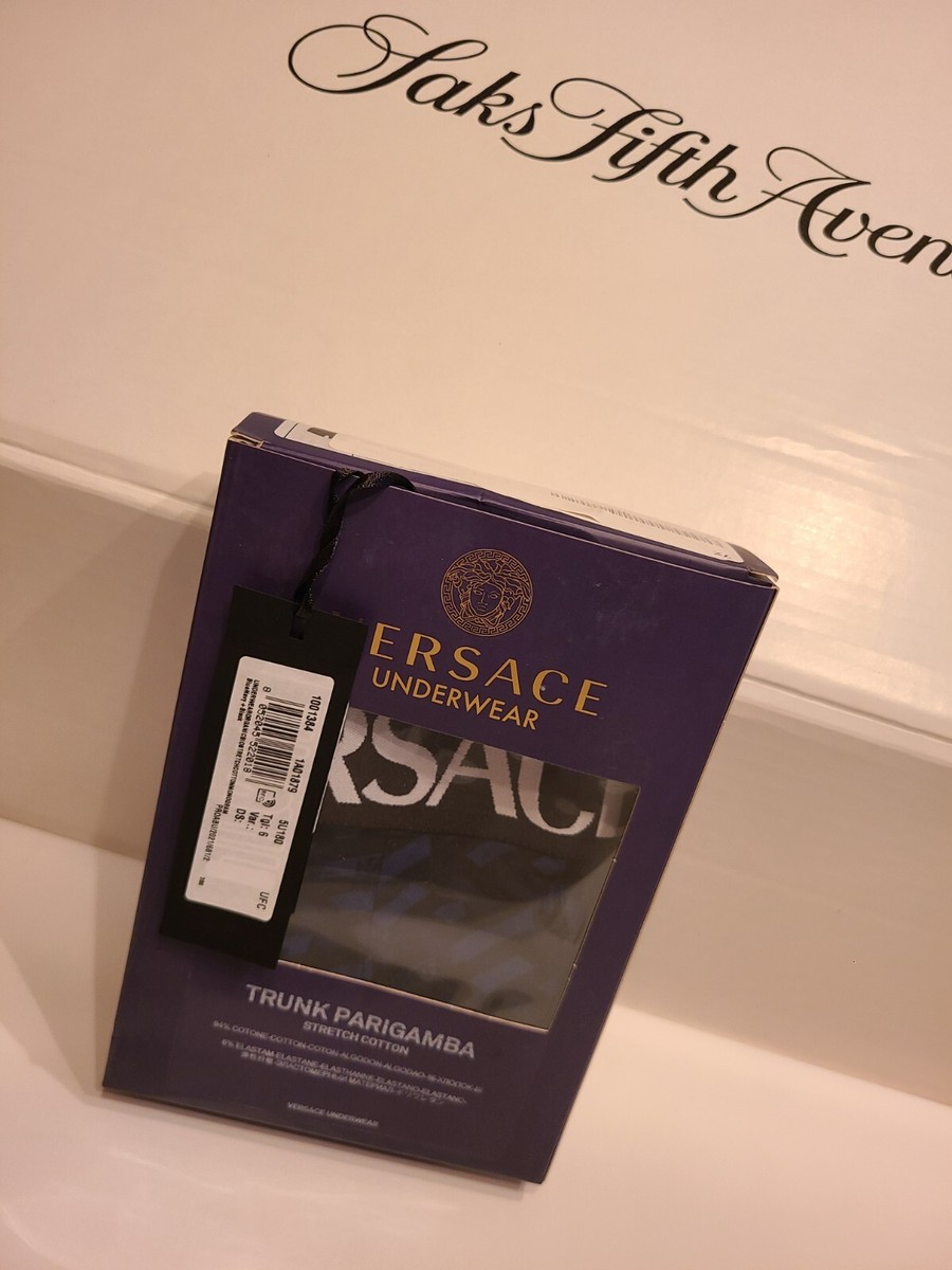 New Versace Mens Greca Border Brief underwear Blue Size 6
