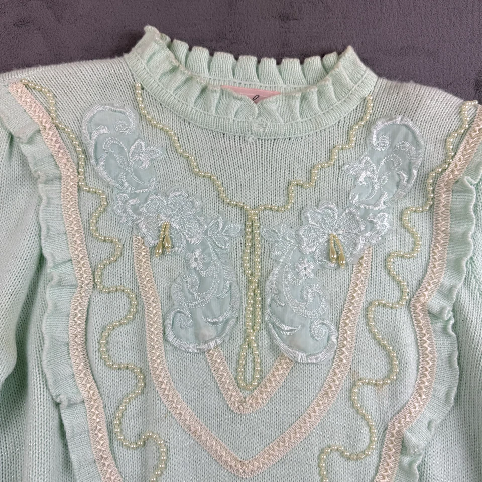 Suéter Jaclyn Vintage Mujer Talla S Cuentas Perlas Chica Coqueta Núcleo de Hadas Foto 4 de 4