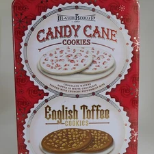 Maud Borup Tin Candy Cane Cookies Container English Toffee Christmas Biscuit Box