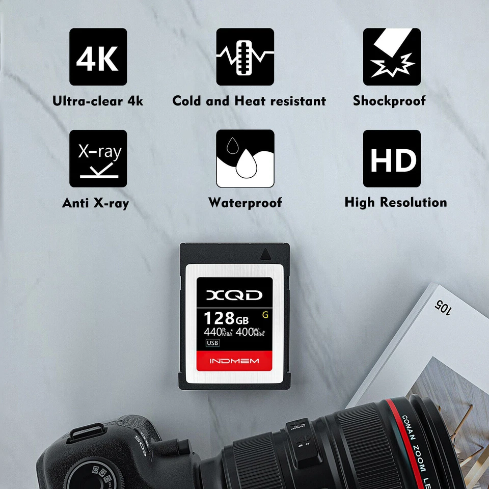 INDMEM 128GB XQD Memory Card (Up to 440MB/s Read) w/ File rescue Software - Image 4 of 4