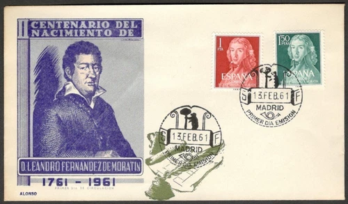 (AOP) Spain 1961 Leandro Fernadez de Moratin FDC