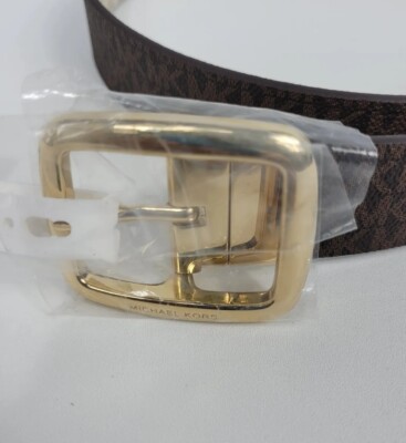 Michael Kors Belt Twist Reversible MK Brown White Logo Gold  display picture 2