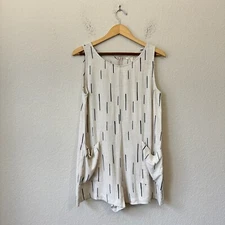 GRADE & GATHER Printed Rain Pocket Romper Womens Sz M Ivory Summer Beach NWT