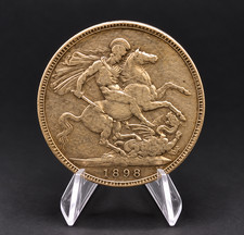 1898 Queen Victoria Veiled Head Silver Crown .925 St George Dragon Coin