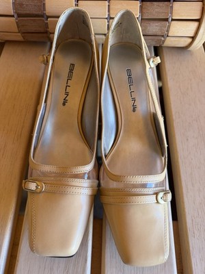 Vintage Bellini Pumps Size 8 M Yellow Clear Vinyl Square Toe Block Heel NWT 90s