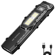 EDC Tactical Flashlight,1500 Lumen Flat Flashlights Rechargeable,Dual-Switche...