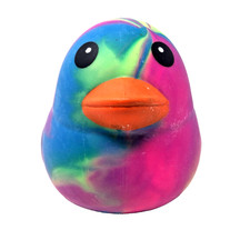 Squeezy Tie Dye Rubber Duck Squishy Sensory Fidget Toy Multicolor NWT