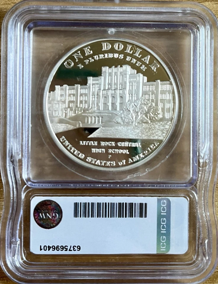 2007-P ICG PR70 DCAM Little Rock Desegregation 90% Silver $1 Perfect Proof Coin! - Image 2 of 2