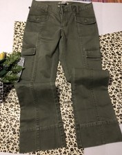 Polo Jeans Company Ralph Lauren Women's Green Cotton Flared Cargo Pants