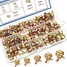 Sunxeke 150Pcs Spring Band Hose Clamps 6mm, 7mm, 8mm, 9mm, 10mm, Gold-150pcs
