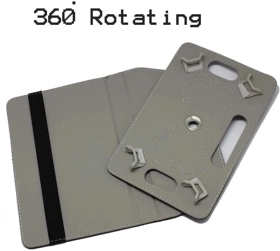 New Universal 7" Tablet 360° Rotating Leather Stand Case Cover Stylish & Secure - Image 3 of 4