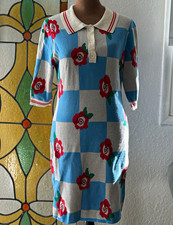 NWT Urban Outfitters Glamorous M Knit Check Rose Collared Button sweater Dress