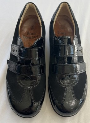Finn Comfort Luttich Nubbuck / Patent Leather Shoes Design Sz 4.5 , US  7 Black