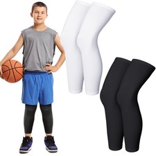 4 Pieces Kids Long Compression Leg Sleeve Full Length UV Protection for Boy G...