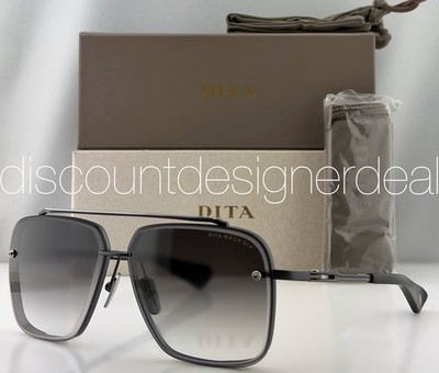 DITA Mach-Six Sunglasses Matte Black Silver Gray Gradient 62mm DTS121-62-06 NEW