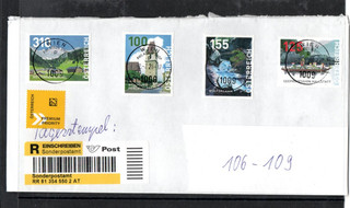 Österreich (0) Mi. Nr. Dispensermarken 106 109 auf EBrief nach Deutschland