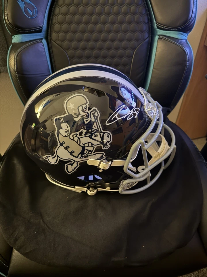 Casco Auténtico CeeDee Lamb Dallas Cowboys Firmado Riddell Cowboy Joe Speed Foto 2 de 4