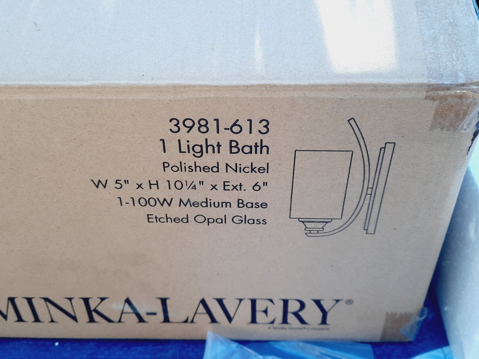 Minka Lavery 3981-613 Tilbury 1 Light Bathroom Vanity Light Sconce Etched Opal