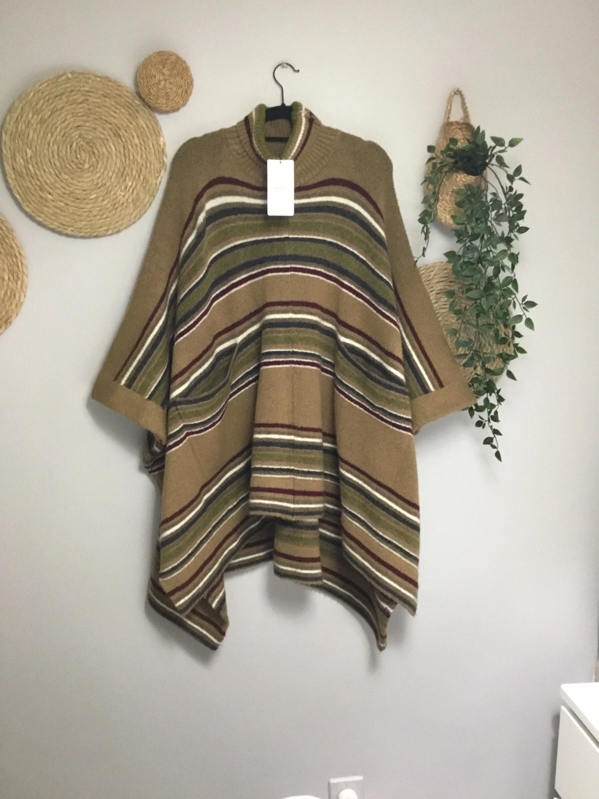 ZARA NEW KNIT WOMAN STRIPED PONCHO ONE SIZE: M Ref. 3859/025 FITS ALL