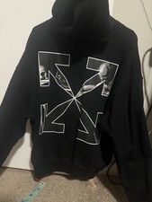 Off-White Caravag Arrow Over Hoodie 'Black/White' Men Large AUTHENTIC