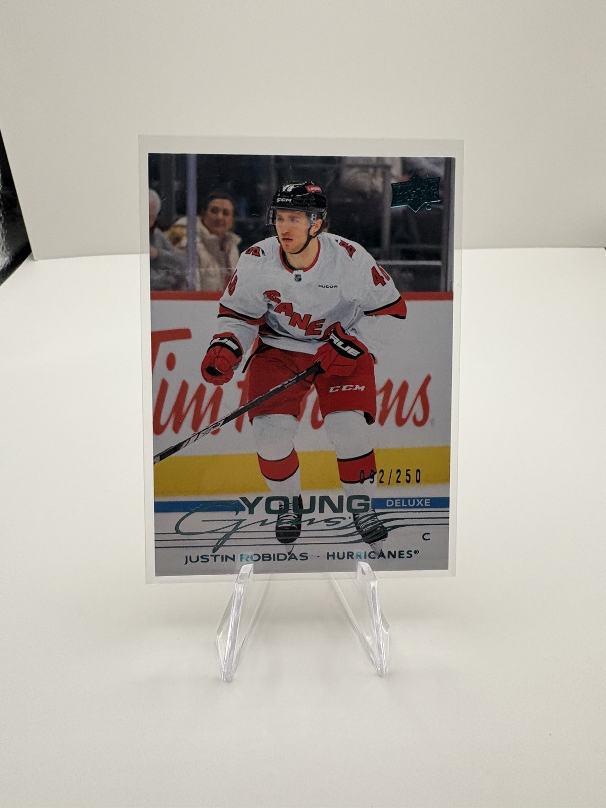 2025-26 Upper Deck Series 1 Young Guns Deluxe Justin Robidas Rookie 092/250 #243