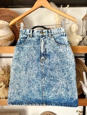 Vintage 80  s Guess Georges Marciano Acid Washed Knee Length Skirt Size XS
