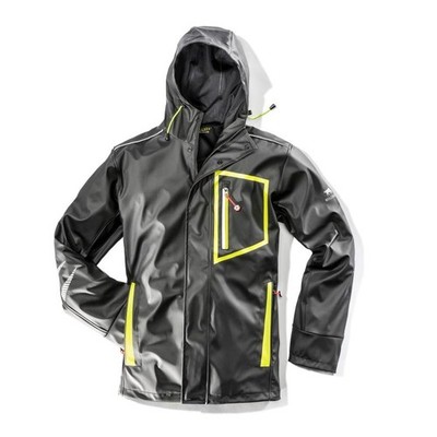 Bullstar PU Regenjacke Arbeitsjacke Reflektor ULTRA schwarz/lime Gr. XXXL