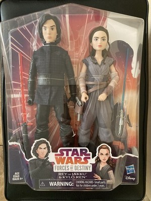 Star Wars Forces of Destiny Rey of Jakku and Kylo Ren Figures. New