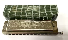 Vintage M Hohner Super Chromonica Chromatic Harmonica Number 270 In Case C Key
