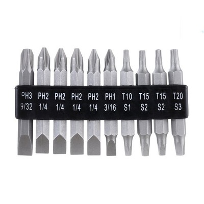 10 Piece 2 inch Double End Screwdriver Bits, Steel Material, New Condition