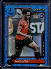 2021-22 Topps Merlin Chrome UEFA Mathys Tel RC Blue Shimmer Refractor #/75