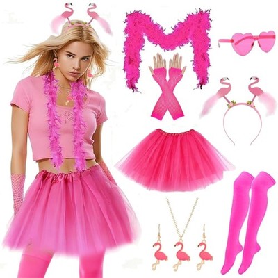 Flamingo Kostüm Damen Pink Karneval Mottoparty Zubehör Set