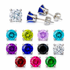 Sterling Silver 5mm CZ Stud Earrings Mix Match with 925 Studs Gift Ready