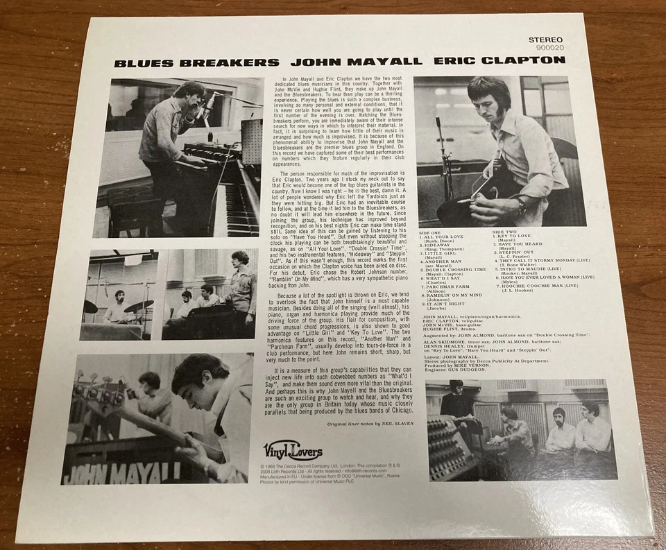 John Mayall Blues Breakers with Eric Clapton VINYL LOVERS 180G AUDIOPHILE NM LP - Image 2 of 3