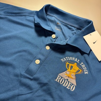 Nike National Truck Rodeo Polo Shirt Mens XL Blue Embroidered Short Sleeve NWT