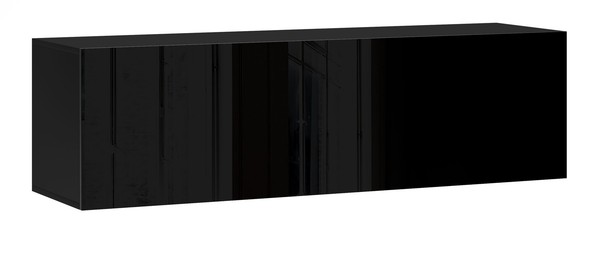 Lowboard Vivo Tv-Unterschrank 140X38X40Cm Schwarz Hochglanz Mit Beleuchtung-image