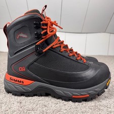 Simms G4 PRO Powerlock Vibram Sole Black Orange Fishing Wading Boots Men's Sz 9