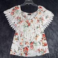 Vintage Discreet Women's Off The Shoulder Blouse 2xl With Lace Trim Made In USA