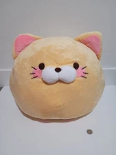Fukuya Koroneko Japanese YELLOW Cat Large Plush Stuffed Toy Round 15” Tall 18”