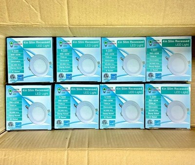 8 PACK LED 4'' 4000K 9W WHITE ROUND SLIM RECESSED 120° CRI  90 ETL GREEN CANADA