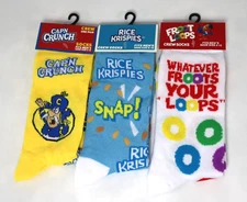 CREW SOCKS - CEREAL THEMED (Set of 3) (Cap'n Crunch/Rice Krispies/Fruit Loops)