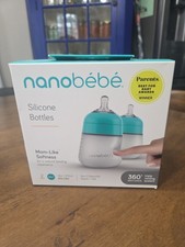 Nanob b  360  Flexy Silicone Bottles 2 pack 0 months 9 oz White Baby BPA