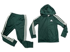 Kids Green With White Stripes Adidas Tracksuit Set   Size 6T