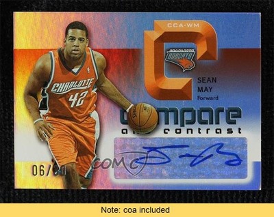 2005 NBA Reflections Compare and Contrast 6/30 Sean May Marvin Williams Auto nd3