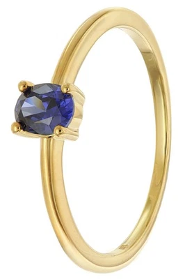 TRENDOR Schmuck Damenring 333 Gold (8k) Ovaler Zirkonia Dunkelblau 21370-06 - Bild 1 von 4