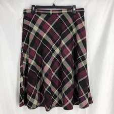 Christopher & Banks Multicolored Plaid Pullon Aline Skirt Sz Medium