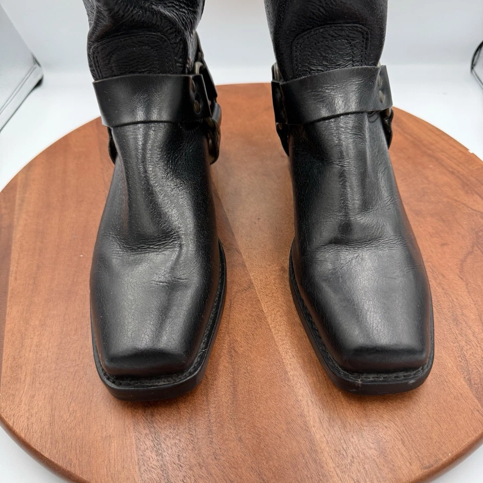 FRYE 12R Arnés Botas de Cuero Negro Envejecido Vaquero Hechas en EE. UU. Para Mujer 9.5M Foto 4 de 4