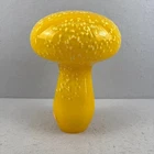Blenko 3221M Medium Art Glass Mushroom Citrine Yellow White Frit 9.5"
